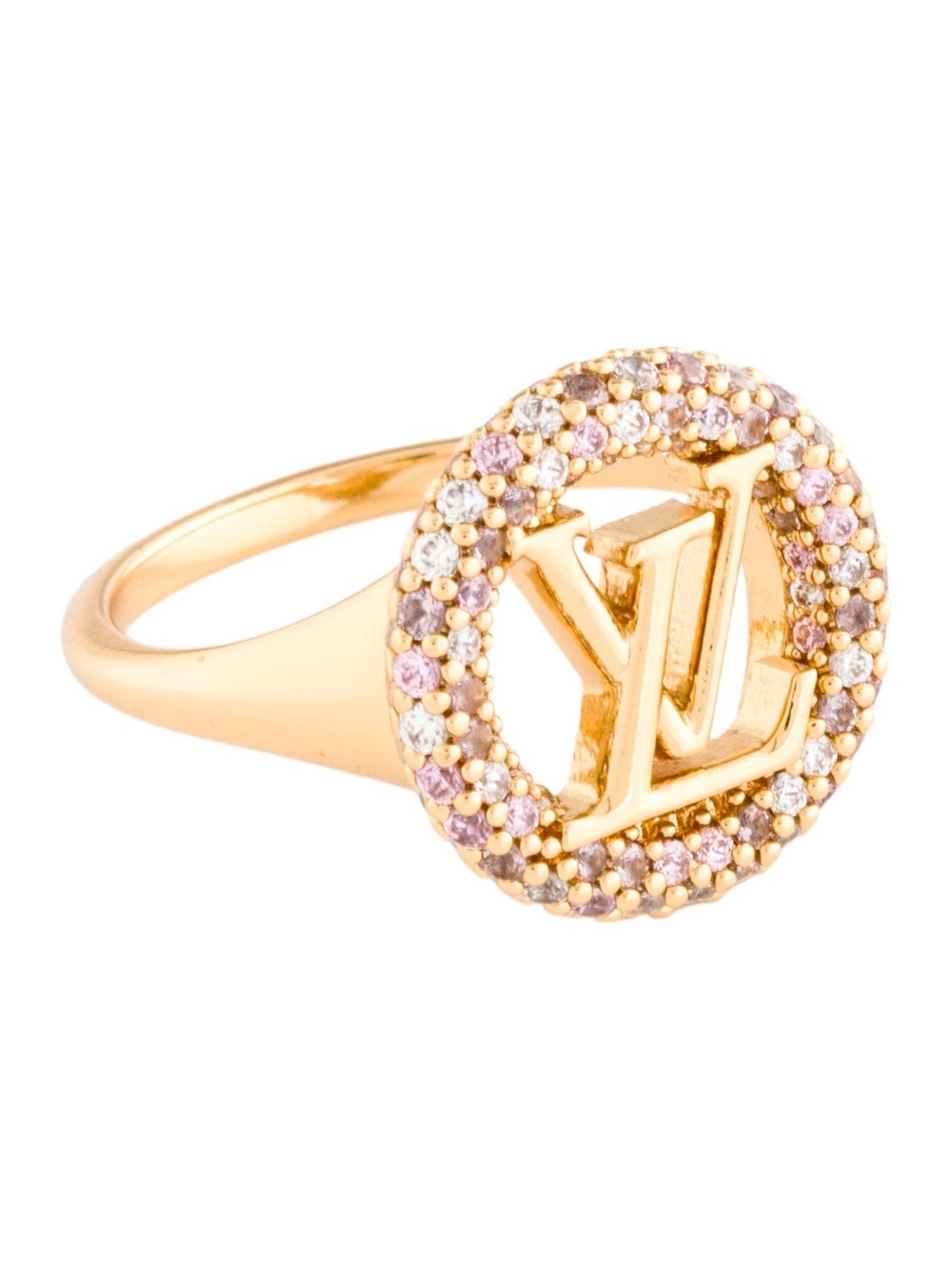 Louis Vuitton Metal Crystal Louise Tresor Ring S Gold